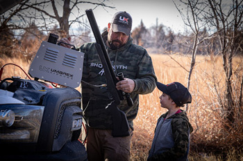 Corey Brossman and son getting the Origin pumped up with help from the ReadyAir PCP pump.